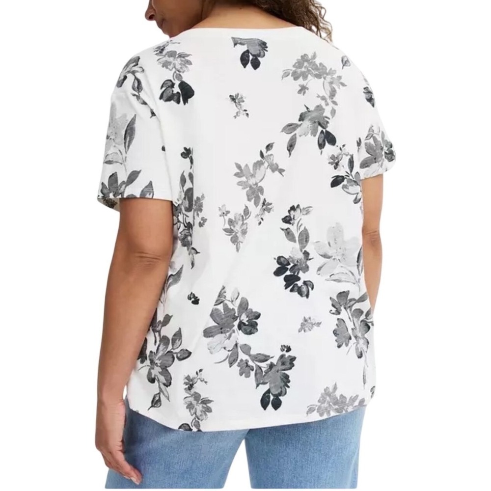 TORRID "Tea Floral" Heritage Slub V-Neck Relaxed Tee NWT Size 4X - Picture 4 of 13